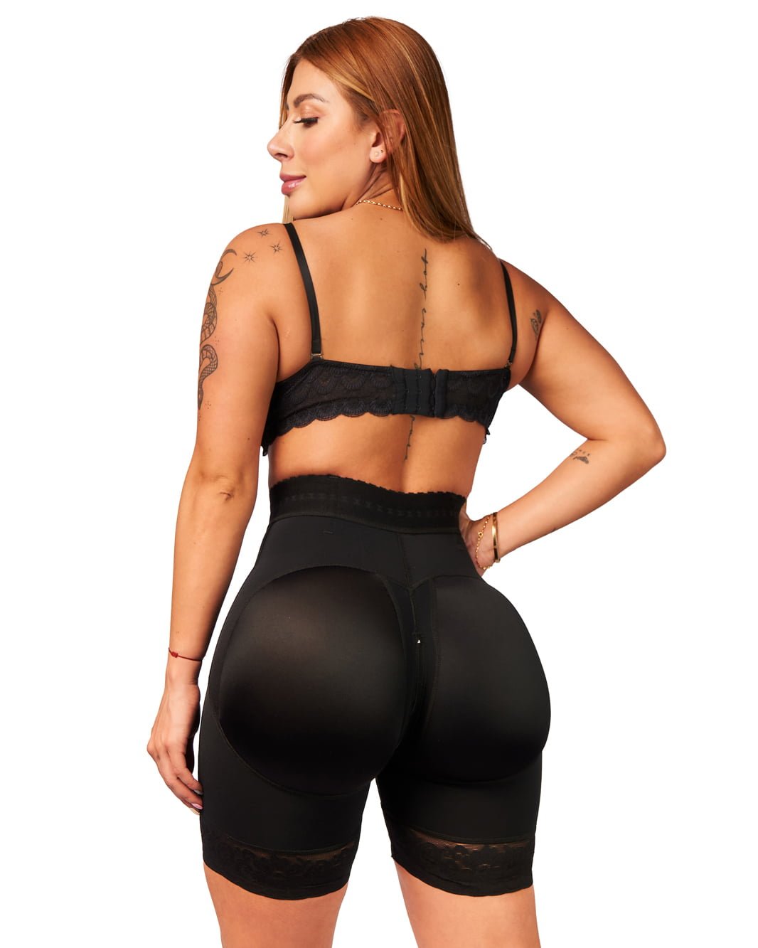 FAJA SHORT TIPO RELOJ DE ARENA CON ABROCHADURA NEGRO - Imagen 6