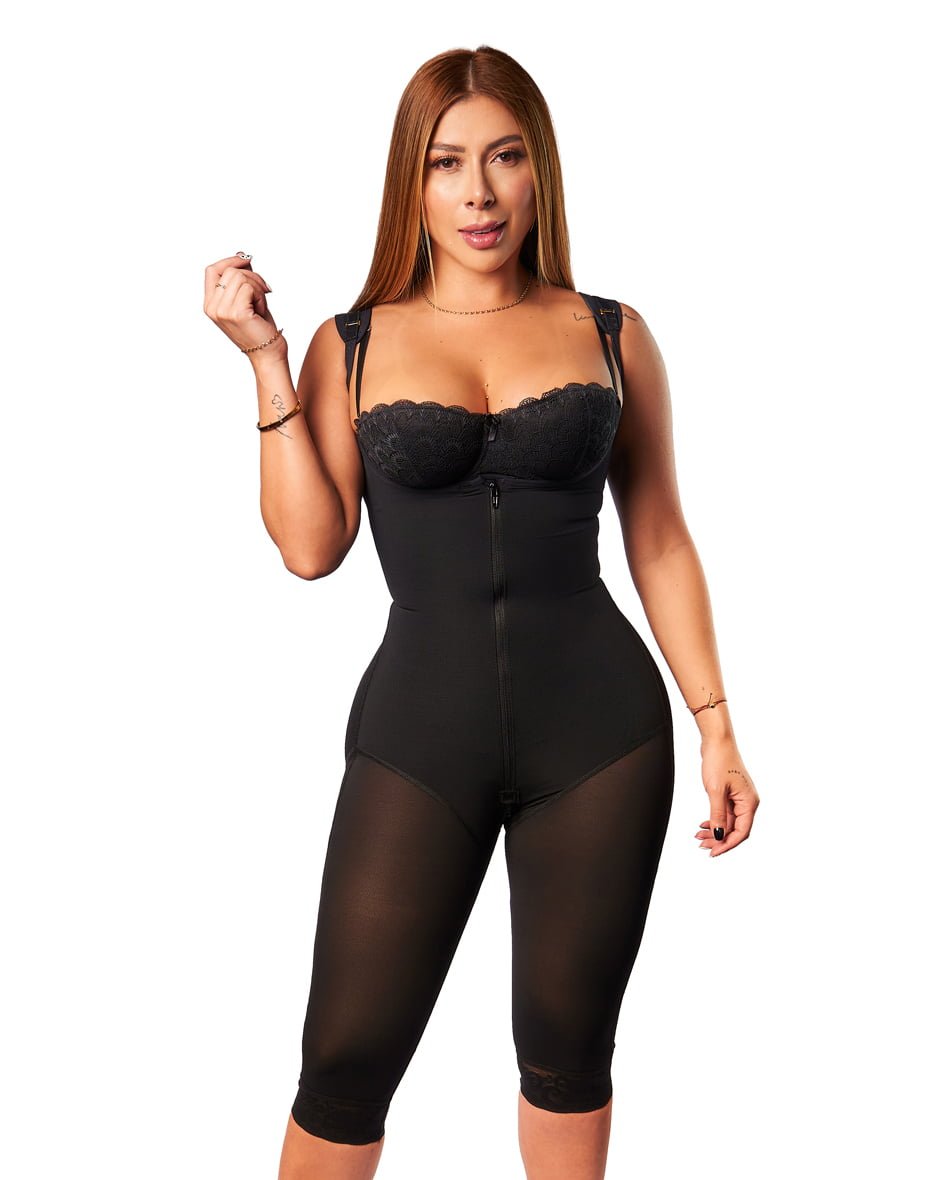 FAJA TIPO RELOJ DE ARENA CIERRE INVISIBLE LARGA NEGRA